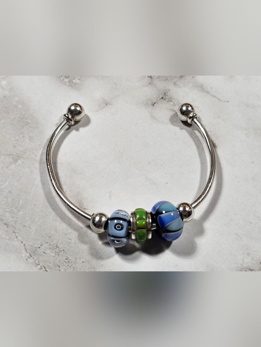 Vintage Sterling Charm Cuff with 4 Beads